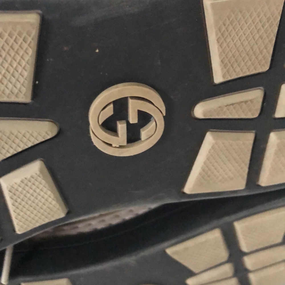 Gucci Authentic Mens Beige Leather Round Toe High Top Lace Up Sneaker Shoes Sz 9 - Picture 8 of 11